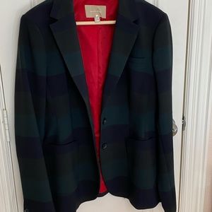 EUC Banana Republic Blue Green Subtle Stripe Blazer Sz 16